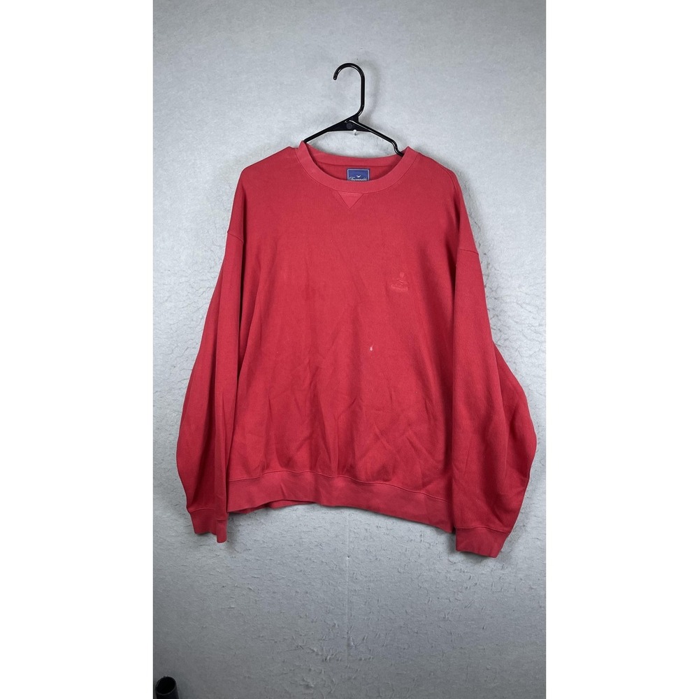 Faconnable Sweater Mens XL Red Crewneck Cotton‎ Knit Pullover Chest Logo Casual